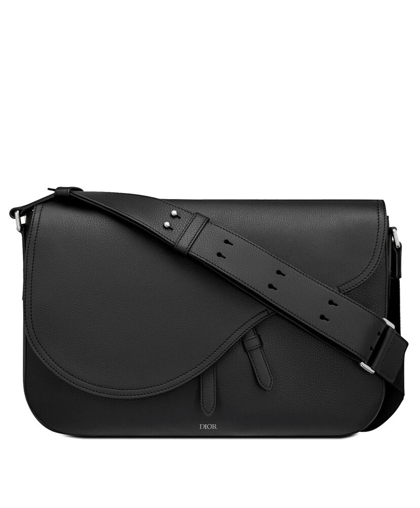 Christian Dior Saddle Messenger Leather Bag Black